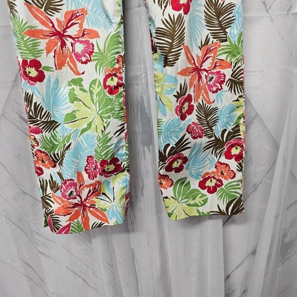Brooks Brothers 346 Green Tropical Straight Leg Cotton Cigarette Pants Size 6 - Picture 3 of 10